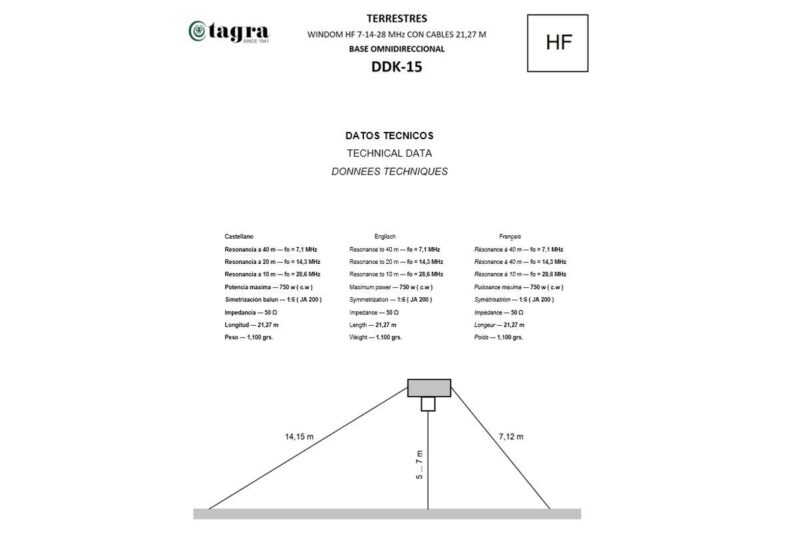 DDK15 DIPOLO HF. Dipolo de hilo 21.3 mts de longitud. Antena WINDOM DDK15 - Imagen 5