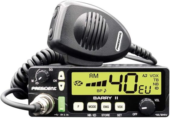 President BARRY II Plus 12 - 24 v. Emisora CB 27 Mhz 40 canales AM/FM