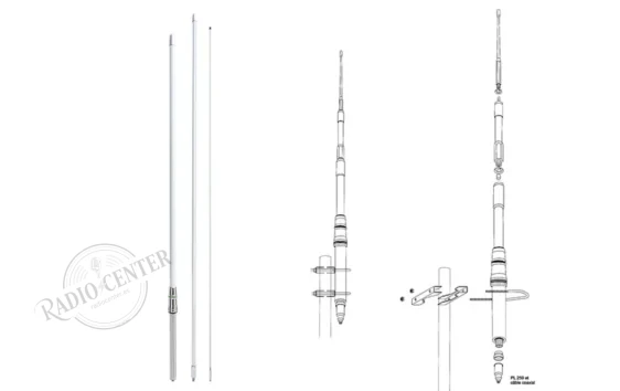 himalaya-03 PRESIDENT HIMALAYA WB ANTENA BASE CB-HF 1/2 ONDA 22-30 MHz FIBRA SIN RADIALES