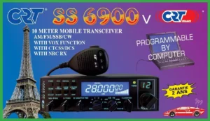 SS-6900 V CRT Emisora Móvil 10 Metros Multimodo | AM/FM/USB/LSB/CW/PA | 40W FM | Pantalla Azul | Compact V8 NRC